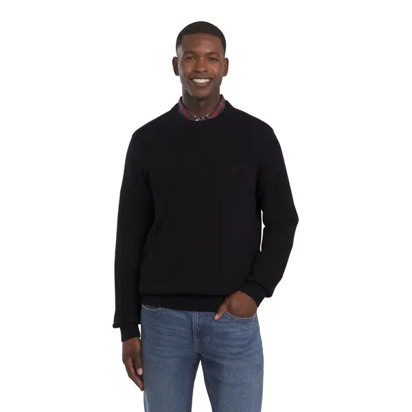 Chaps Men's & Big Men's Solid Cotton Crewneck Sweater