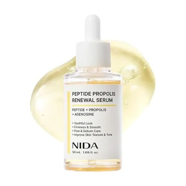 NIDA Peptide Propolis Renewal Serum Peptide Complex, Propolis Extract, Adenosine Youthful Look, Wrinkles, Fine Lines, Pore & Sebum Care 1.69 fl.oz., 50ml