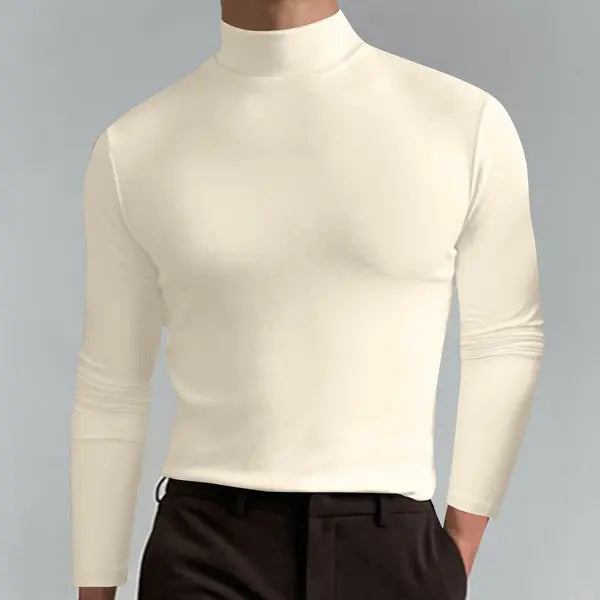 Herrnalise Mens Mock Neck T Shirts Pullover High Neck Turtleneck Premium Cotton Long Sleeve Sweaters for Men Valentine's Day For Him