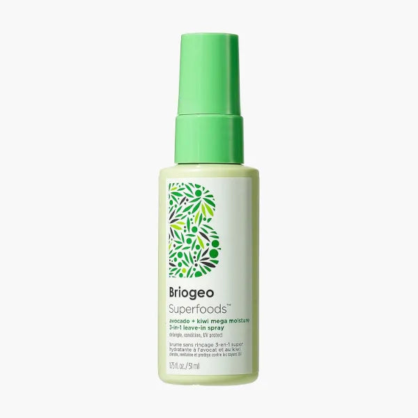 Briogeo Superfoods Avocado + Kiwi Mega Moisture 3-in-1 Leave-In Spray, 3-in-1 Hair Moisturizer for Dry Damaged Hair, Hair Detangler Plus Leave In Conditioner, Vegan, Cruelty-Free