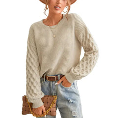CUPSHE Women's Sweater Cable Knit Crew Neck Long Sleeves Fashion Casual Pullover Sweater Tops