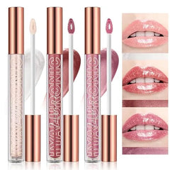 LANGMANNI Hyaluronic Acid Lip Gloss Set 3Pcs,Shimmer & Long Lasting Smooth Texture Gloss For Lips Plumping,Moisturizing And Brightening