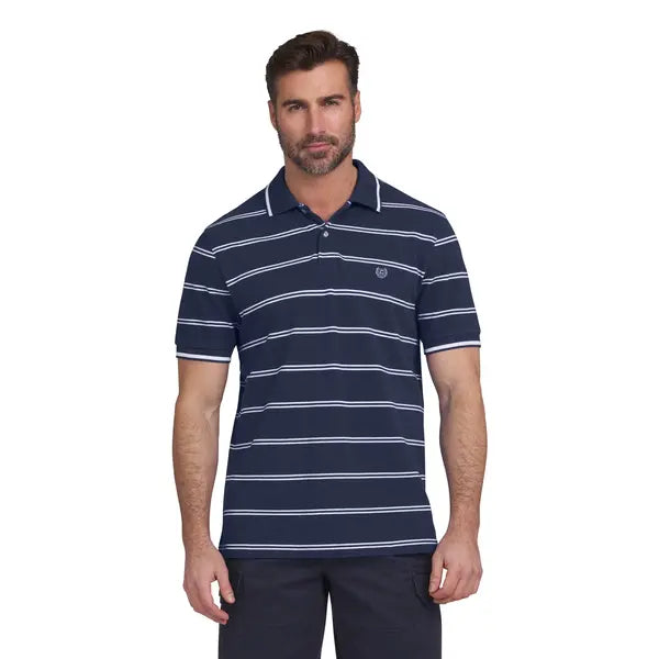 Chaps Men's & Big Men's Striped Pique Everyday Polo Shirt with Short Sleeves