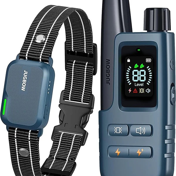 Jugbow Dog Shock Collar - 4200FT Dog Training Collar with Remote IPX7 Waterproof Electric Collar with 4 Training Modes, Security Lock, Rechargeable e-Collar for All Breeds, Sizes Cyan Blue
