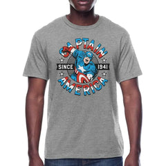 Marvel Captain America Men's & Big Men's Americana Captain America Shield Graphic Crew Neck Patriotic T-Shirt