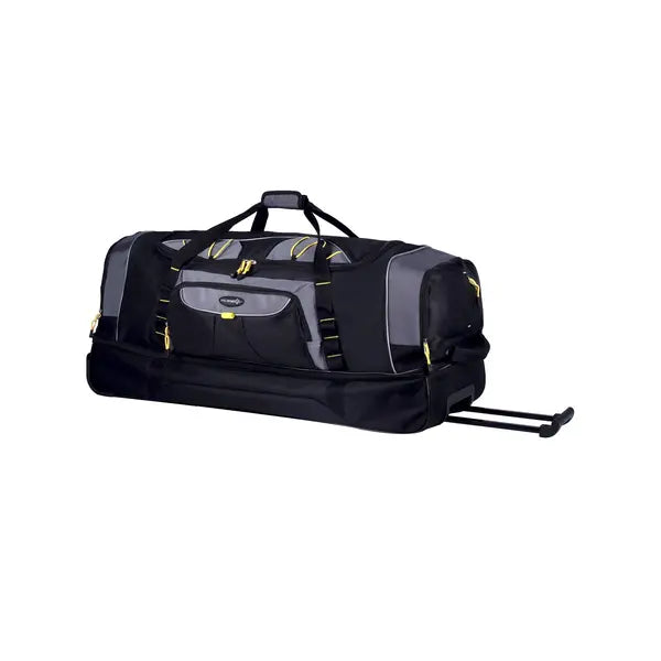 Travelers Club 36" 2-Section Drop-Bottom Rolling Duffel, Black