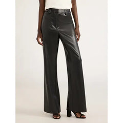 Scoop Women's and Women's Plus Faux Leather High Waisted Trouser Pants