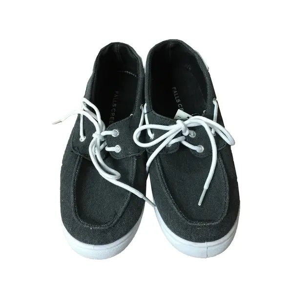 Falls Creek Men's Rower Canvas Sneaker (Black, 8M)