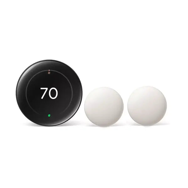 Google Nest Learning Thermostat (4th Gen) With 2 Nest Temperature Sensors (2nd Gen) – Polished Obsidian