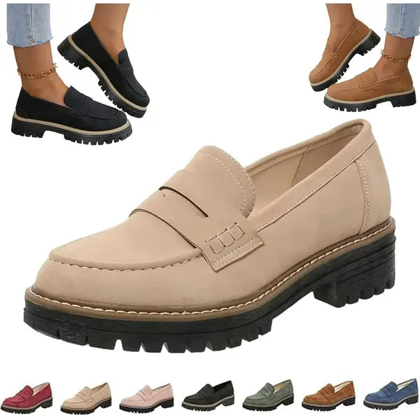 Orthoture-Orthopedic Platform Loafers - Orthoture Orthopedic Shoes Women, Orthoture Womens Round Toe Flats Walking Shoe, Arch Support Slip-On Loafers Suitable for All Foot Shapes