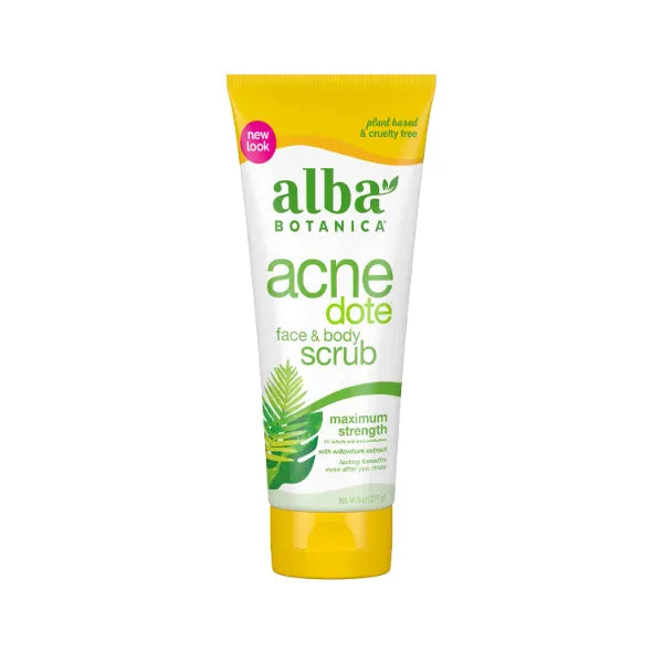 Alba Botanica Acnedote Maximum Strength Face & Body Scrub for Acne Treatment, Blackhead Scrub, 8 Oz