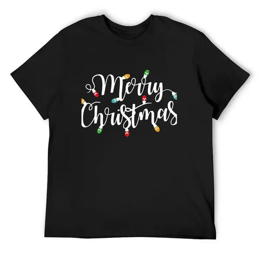Christmas Shirts Mens Merry Christmas Shirt Xmas Holiday Tshirt Christmas Lights Tee Tops Black Small
