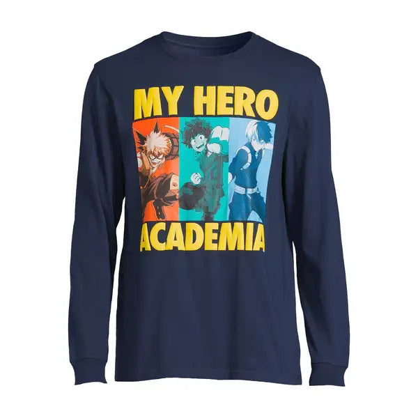 My Hero Academia Men's and Big Men's Graphic Tee with Long Sleeves
