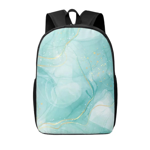 Disketp Blue Marble School Backpack, Lightweight Basic Middle School Bookbags 17 Inch Casual Daypack for Student College, Travel or Outdoor