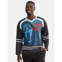 Scream Ghostface Men's & Big Men's Graphic Hockey Jersey with Long Sleeves