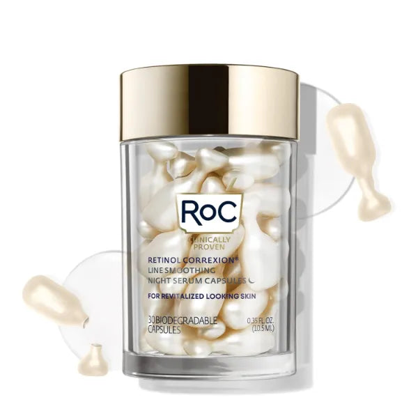 RoC Retinol Correxion Anti-Aging Wrinkle Night Serum, Retinol Serum for Face, Daily Treatment for Fine Lines, Post Acne Scars, Unscented