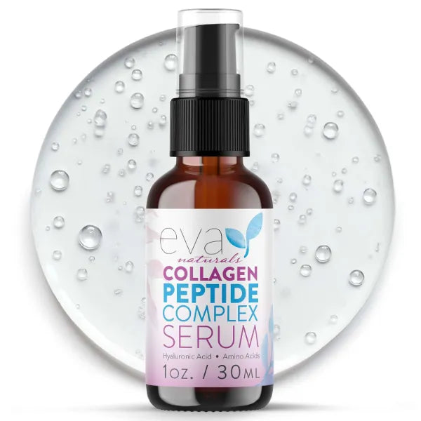 Eva Naturals Multi Peptide Face Serum – Anti Aging Collagen Peptides for Plump & Firm Skin Elasticity, Wrinkle & Fine Line Renewal, Fragrance Free Firming Facial Skincare