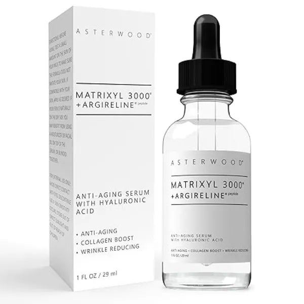 Asterwood Matrixyl 3000 + Argireline Serum for Face Multi Peptide Serum with Hyaluronic Acid Anti Aging, Wrinkle Reducing, Collagen Boosting Fragrance Free