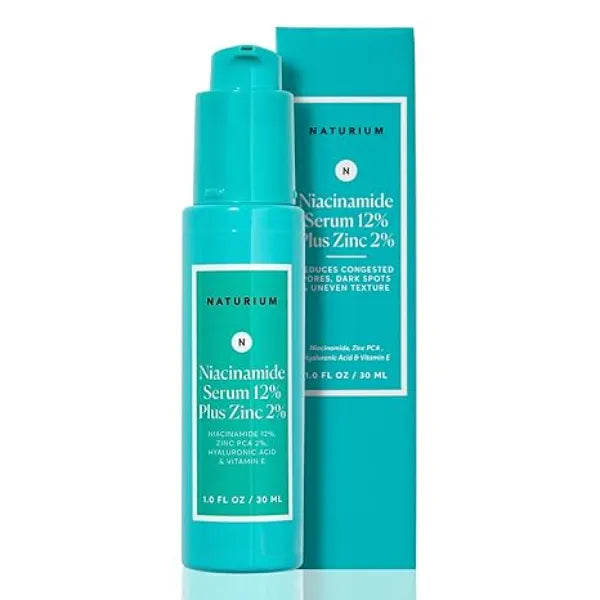 Naturium Niacinamide Face Serum 12% Plus Zinc 2%, Anti Aging, Pore Minimizer & Dark Spot Corrector with Hyaluronic Acid & Vitamin E, Vegan