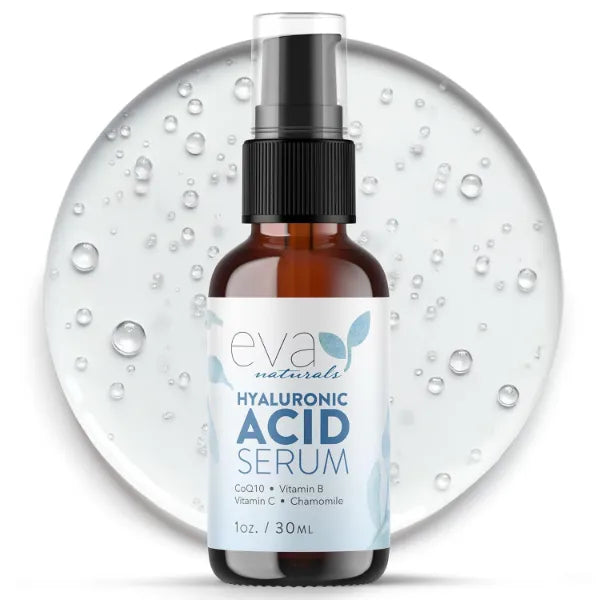 Eva Naturals Hyaluronic Acid Serum for Face – Pure Facial Gel with Natural Moisturizing Factors + HA – Anti-Aging Face Serum for Wrinkles, Fine Lines, Dry Skin, Lifted Glow