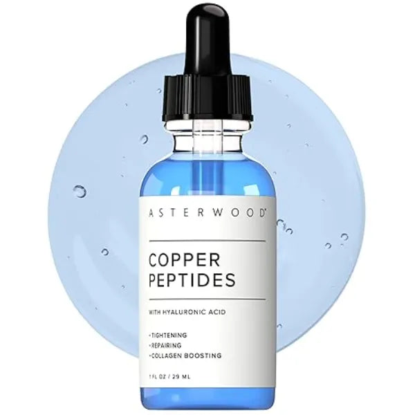 Asterwood Copper Peptides Serum for Face with GHK Cu and Hyaluronic Acid Anti Aging Facial Serum