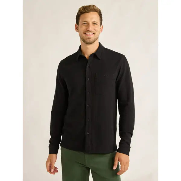 Free Assembly Men's Waffle Knit Polo Shirt with Long Sleeves