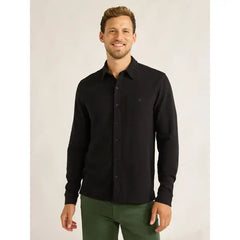 Free Assembly Men's Waffle Knit Polo Shirt with Long Sleeves