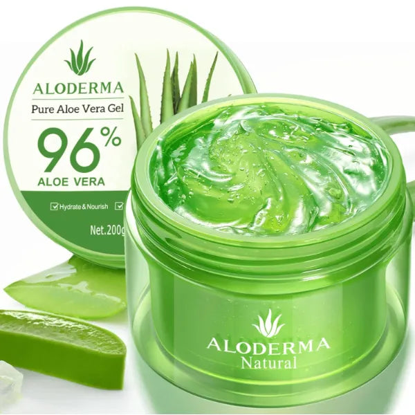 Aloderma Organic Aloe Vera Gel 96% Pure – Fresh 12-Hour Harvest, Hydrating & Soothing Face & Body Moisturizer, 7.0 oz
