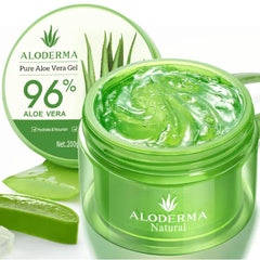 Aloderma Organic Aloe Vera Gel 96% Pure – Fresh 12-Hour Harvest, Hydrating & Soothing Face & Body Moisturizer, 7.0 oz