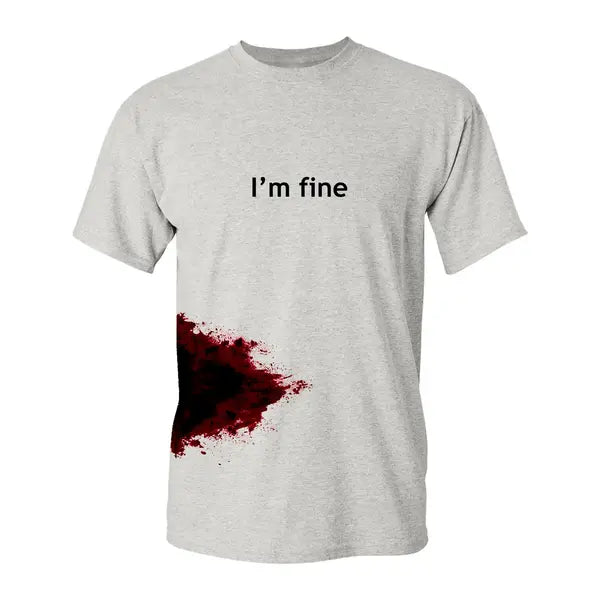 I'm Fine Men's Funny Novelty Graphic Halloween Zombie T Shirt