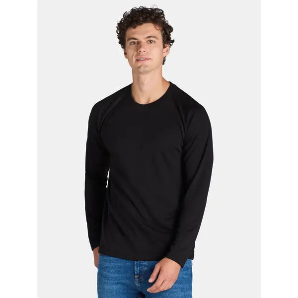 George Men's and Big Men’s Raglan Crewneck Tee with Long Sleeves