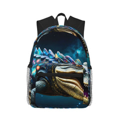 Bixox Starry Sky Colorful Crocodile Printed Lightweight Casual Backpack, Unisex, Suitable for Boys and Girls, Teen High School Backpack, College Backpack, Work Travel Backpack