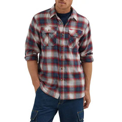 Wrangler® Men's and Big Men's Relaxed Fit Brushed Flannel Shirt with Long Sleeves