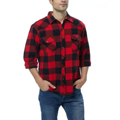 COEVALS CLUB Mens Flannel Long Sleeve Shirts Corduroy Lined Snap Button Up Cotton Western Plaid Shirts
