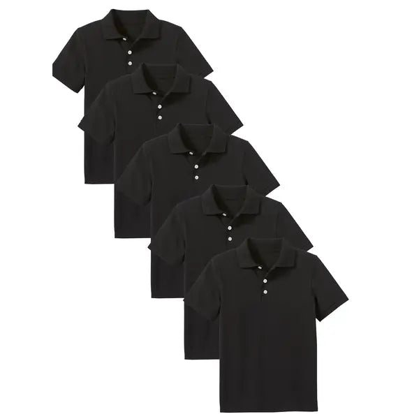 5-Pack School Uniform Tagless Polo Tshirt for Little Boys & Big Boys