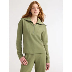 Free Assembly Women's Half Zip Pullover Sweatshirt