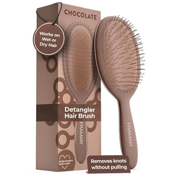 FRAMAR Chocolate Hair Brush Detangler, Wet Hair Brushes For Women