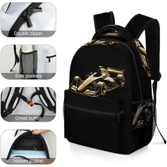 DULOT Formula Racing Car Laptop Bag Cute Backpack Casual Daypack for Camping Sporting Traveling