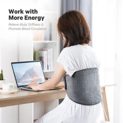 Gasky Electric Heating Pad 21" x 13"– 6 Heat Settings, Auto Shut-Off, Portable Wrap with Straps – Grey