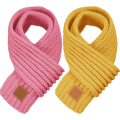 ZDWQFA 2-Pack Kids Winter Knit Scarves Warm Neck Warmers for Toddlers, Boys & Girls