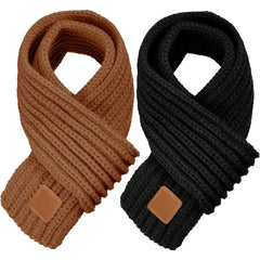 ZDWQFA 2-Pack Kids Winter Knit Scarves Warm Neck Warmers for Toddlers, Boys & Girls