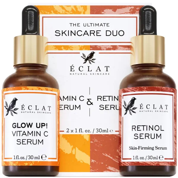 Eclat Skincare Face Serum Set – Vitamin C, Retinol, Hyaluronic Acid for Hydration & Anti-Aging – Brightening & Firming Facial Serums
