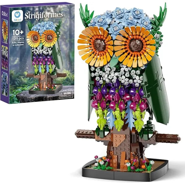 Sillbird Flower Owl Building Set for Adults Creative Gifts for Mom Wife Women Girlfriend Teens, Buildable Floral Animal Model Kit for Home Decor or Office Display 1215 Pcs