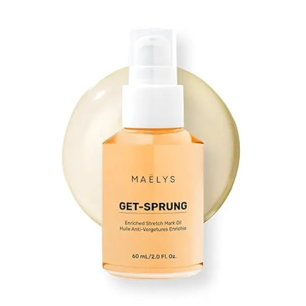 MAËLYS GET SPRUNG Stretch Mark Body Oil Skincare Formulated with Bisabolol & Sweet White Lupine Helps Improve the Look of Stretch Marks & Skin Tone Pregnancy & Postpartum Body Oil