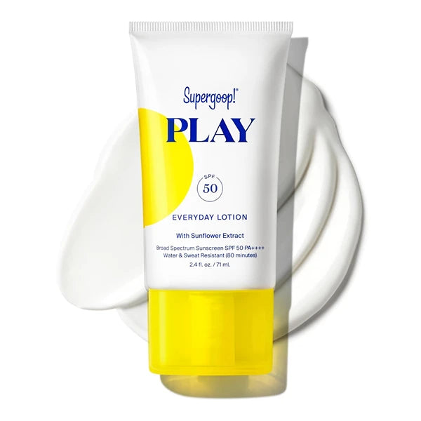 Supergoop! PLAY Everyday Lotion SPF 50 Sunscreen – Broad Spectrum Body & Face, Water & Sweat Resistant, Fast-Absorbing Formula for Sensitive Skin – Available in 2.4 oz, 5.5 oz & 18 oz Singles & 2-Pack Options