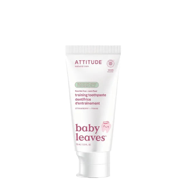 Attitude Baby and Child Fluoride-Free Training Toothpaste, Naturally Derived Ingredients, Vegan, EWG Verified, Strawberry - 2.6 Oz