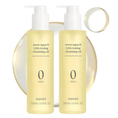 NOONI Korean Cleansing Oil & Double Cleanse Set – Snow Aqua LHA & Rice