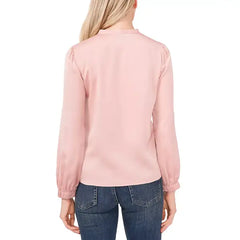 Macy's Women's Long Sleeve Crew Neck Button-Up Blouse-Masty Pink