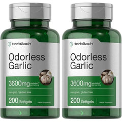Horbäach Odorless Garlic Softgels 3600 mg 200 Count Ultra Potent Garlic Extract Non GMO & Gluten Free Supplement