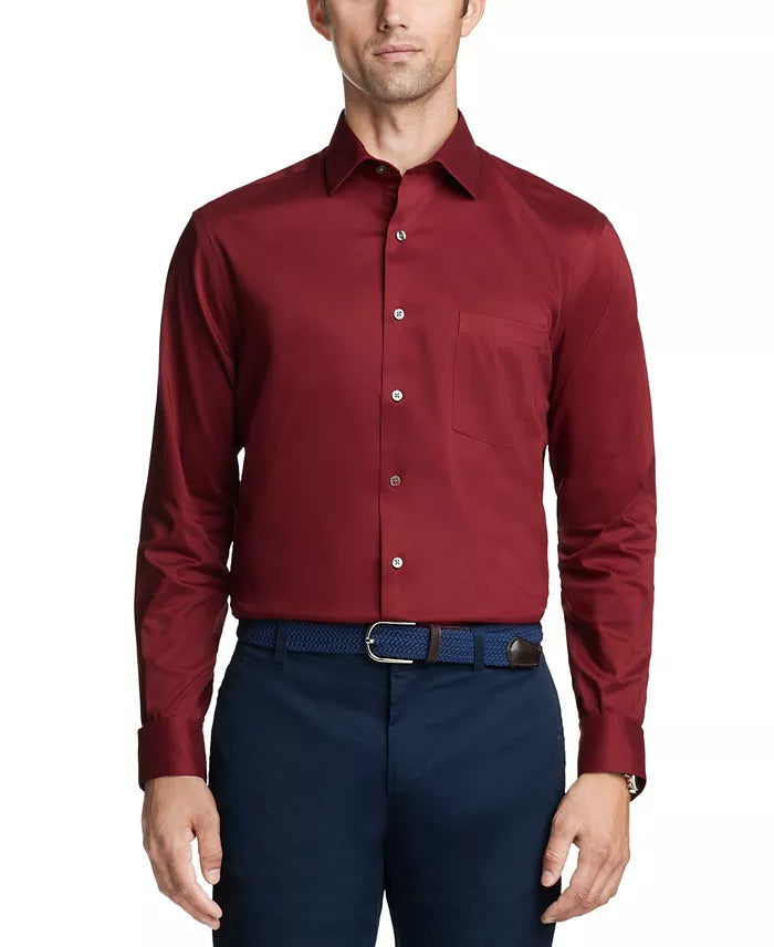 Van Heusen Men's Regular-Fit Ultraflex Dress Shirt - Mulberry